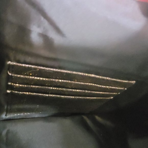 Style and Co Evening Bag Flat Black Gold Magnetic Close Handles 13 x 10.5 Inches - Picture 8 of 8